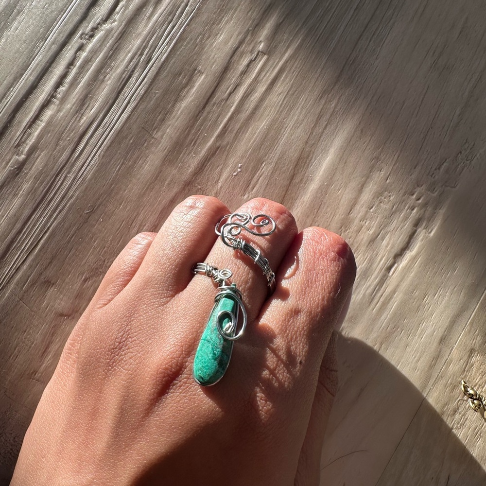 Silver and Green Ring